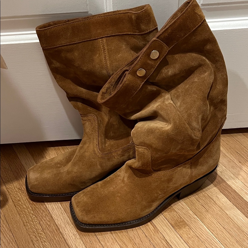 Isabel Marant  Ademe Tan Suede Western Boots